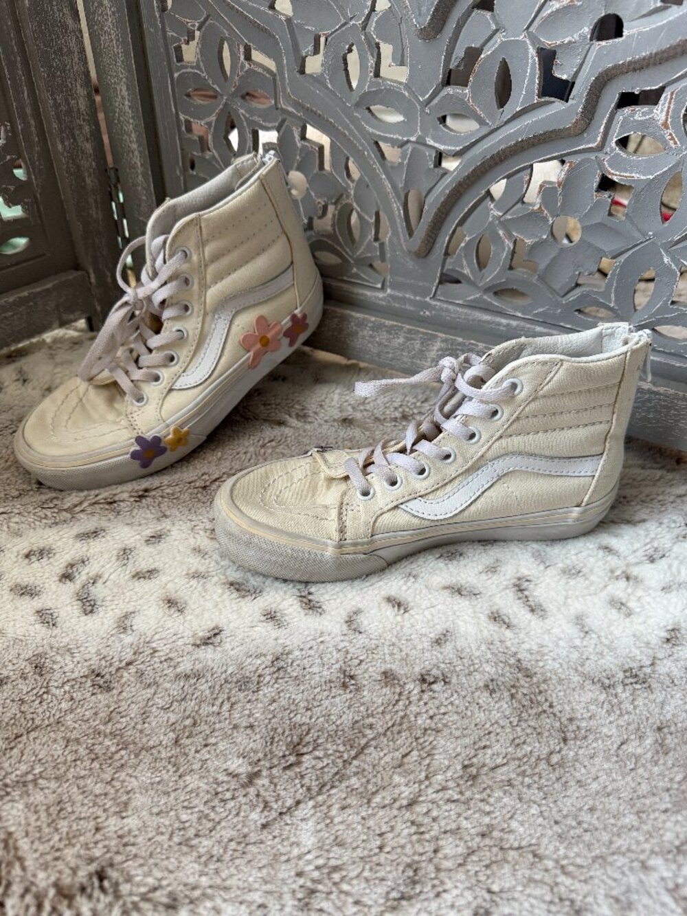 Vans high top sneakers girls size 1 floral girlhoocore skater California summer